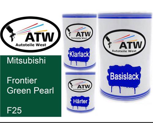 Mitsubishi, Frontier Green Pearl, F25: 500ml Lackdose + 500ml Klarlack + 250ml Härter - Set, von ATW Autoteile West.